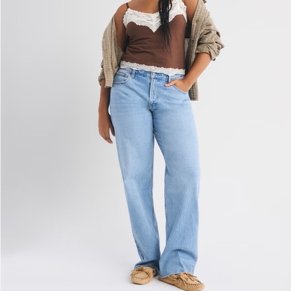 Abercrombie & Fitch Denim - Abercrombie&Fitch Jeans Womens 30L Baggy Low Rise Curve Love Light Wash Denim